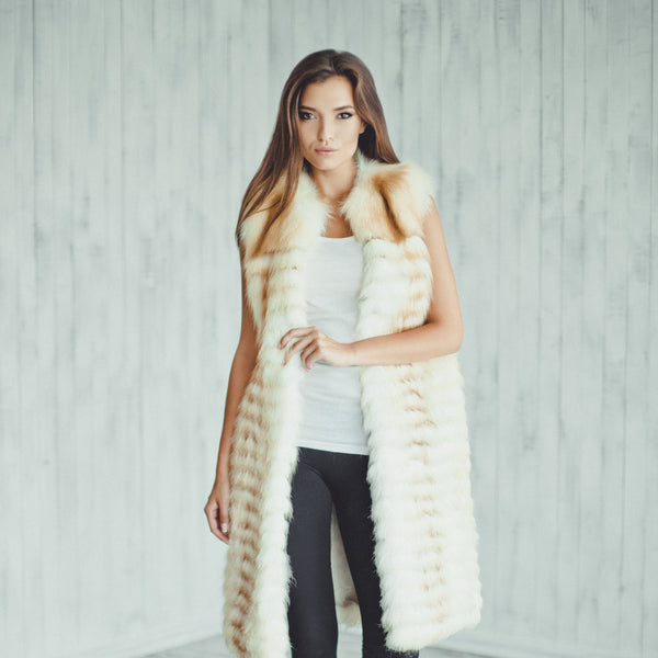 white fox fur vest