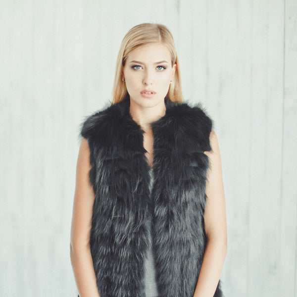 fox fur vest long