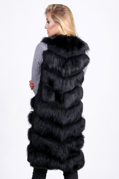 real fur vest long