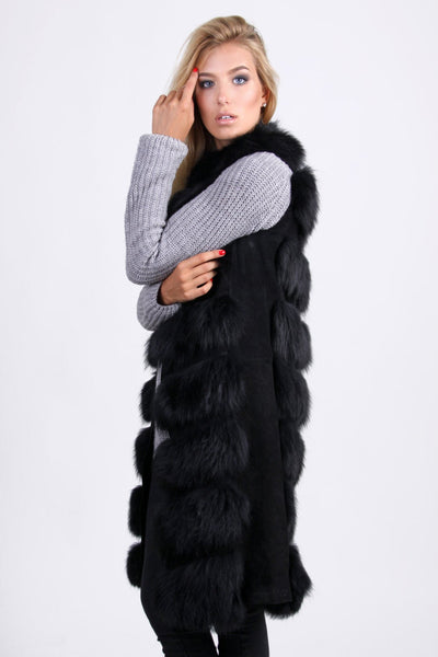 long fox fur vest women