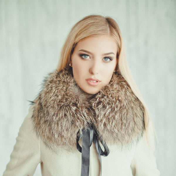 raccoon fur detachable collar