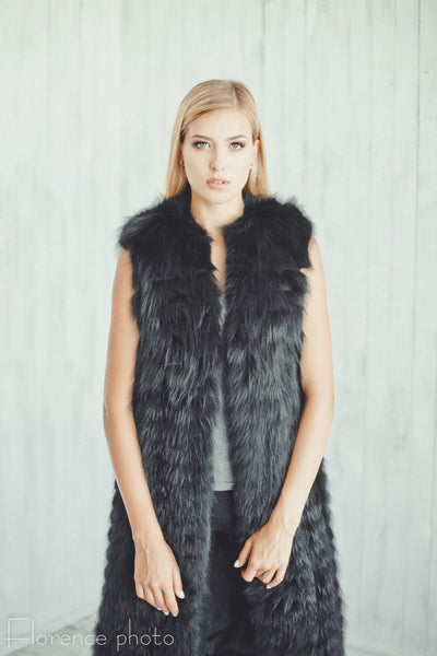 fox fur vest genuine