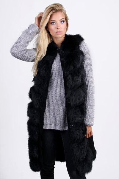 black fox fur vest