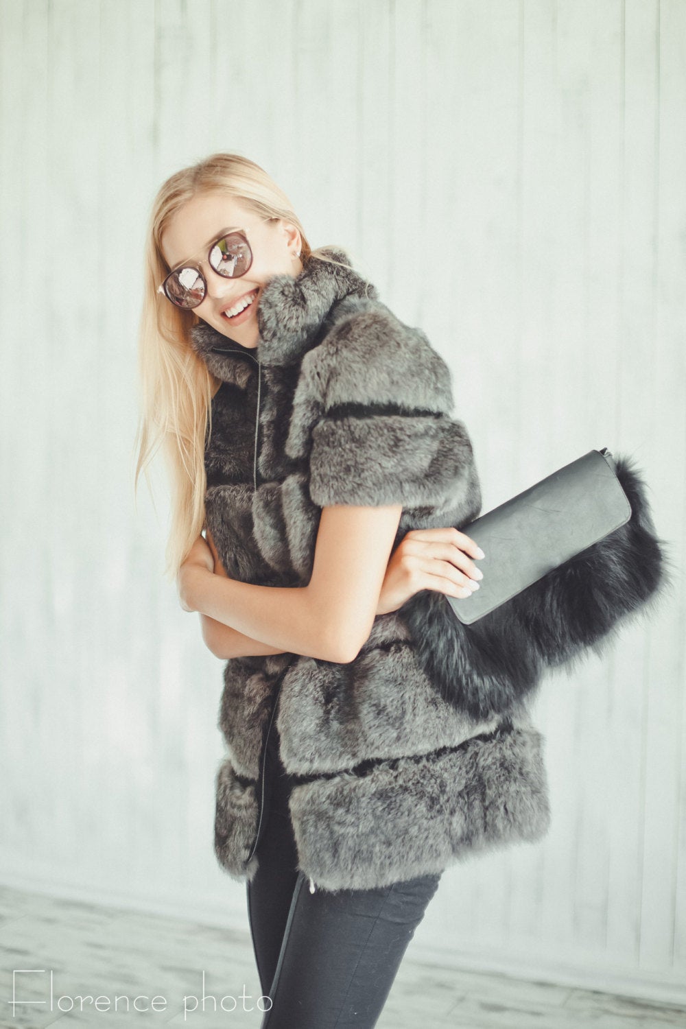 Grey Rabbit Fur Vest