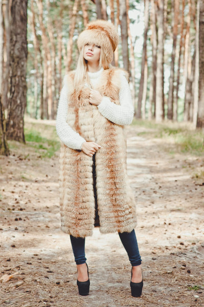 fox fur vest genuine