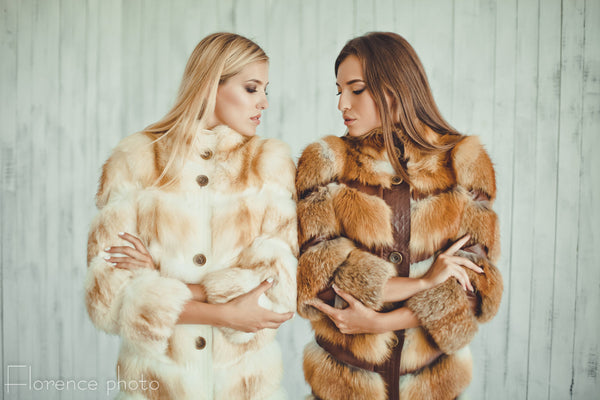 fox fur coat black and white