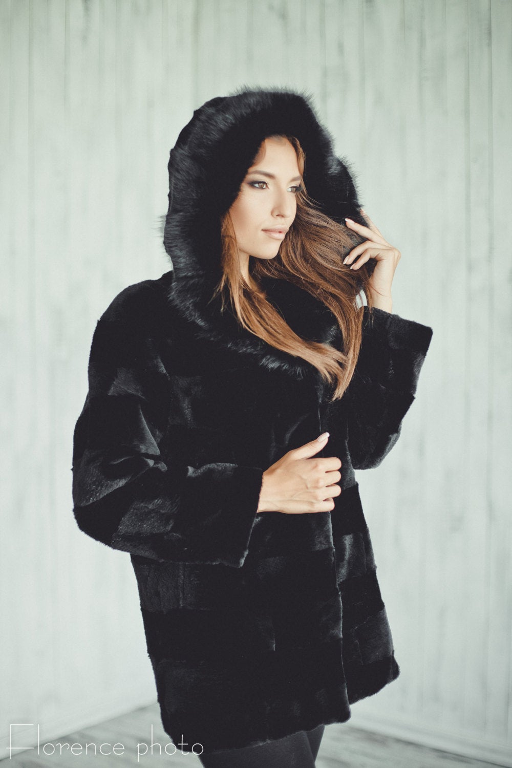 Beaver fur coat women