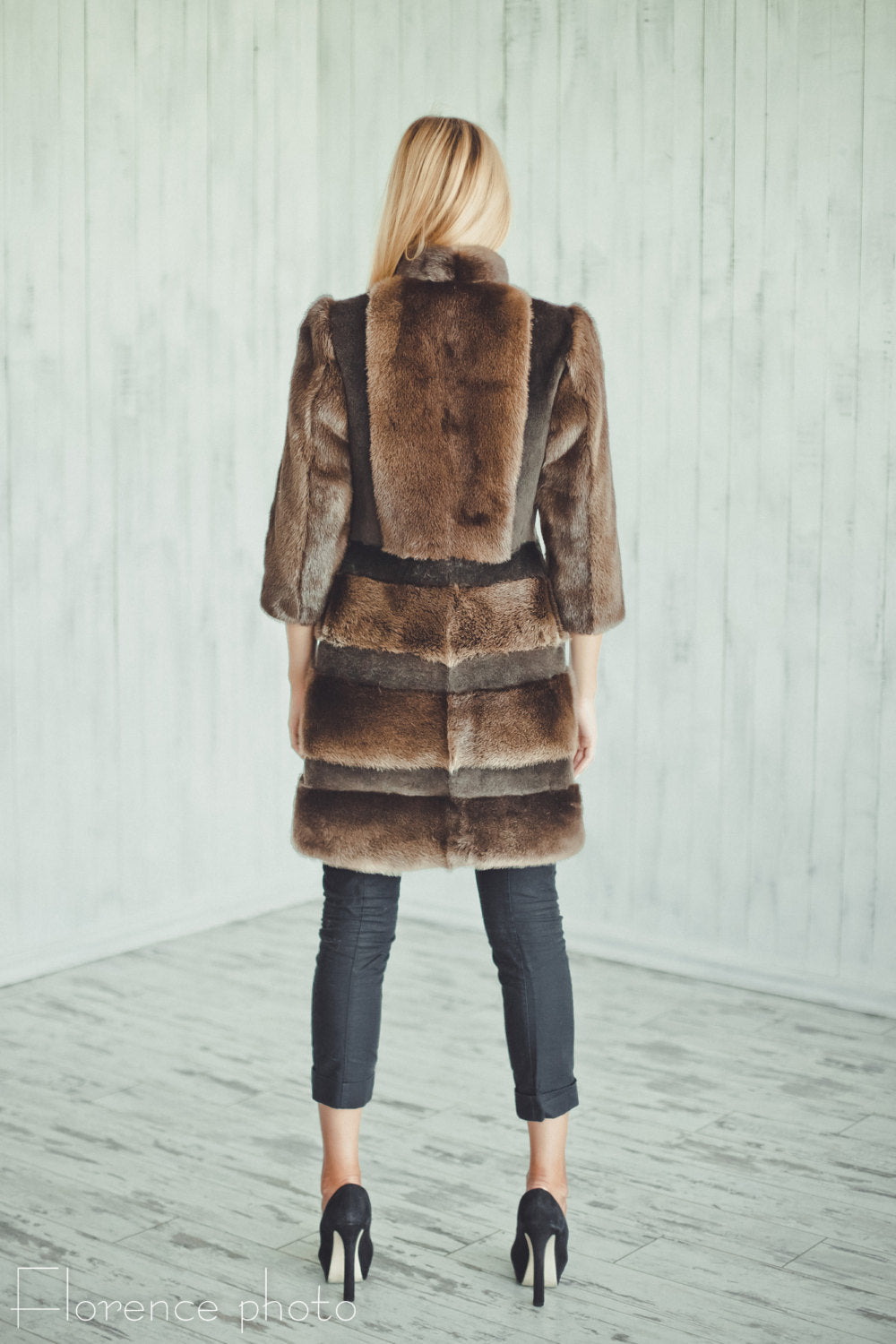 otter fur jacket for women in brown