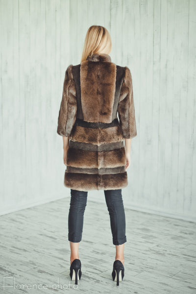 otter fur jacket for women in brown