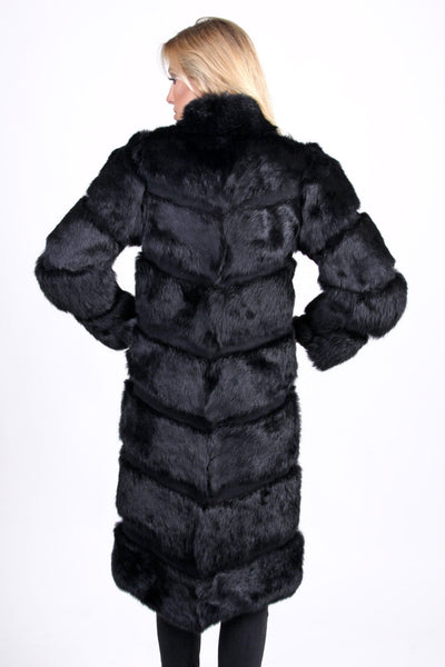 black fur coat of rabbit for ladies