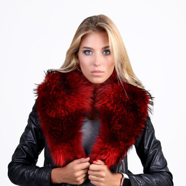 genuine fur collar in raccoon for women