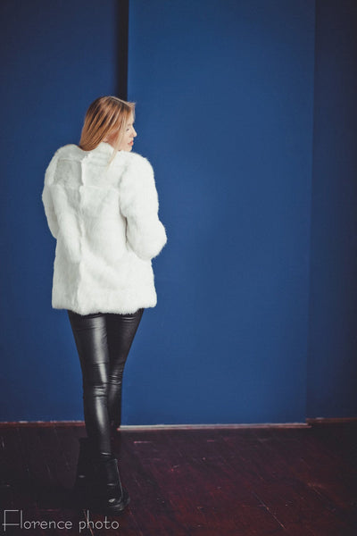 short rabbit fur jacket