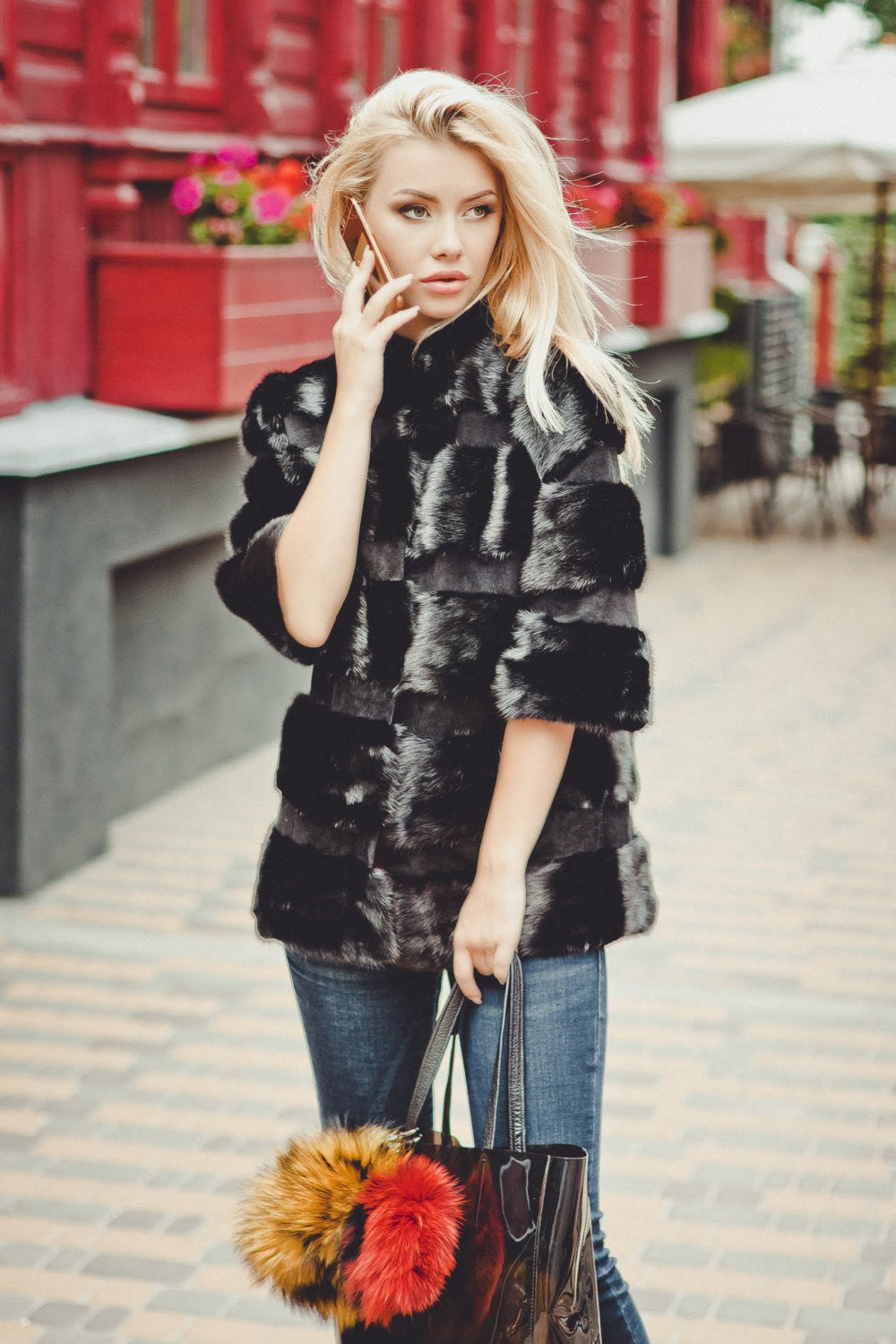 Black Mink Fur Jacket with Suede