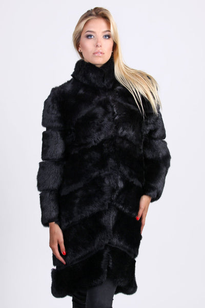 black rabbit fur coat ladies