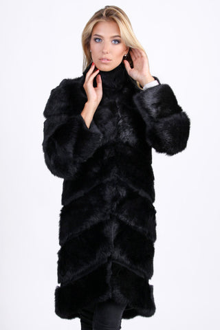 black rabbit fur jacket women