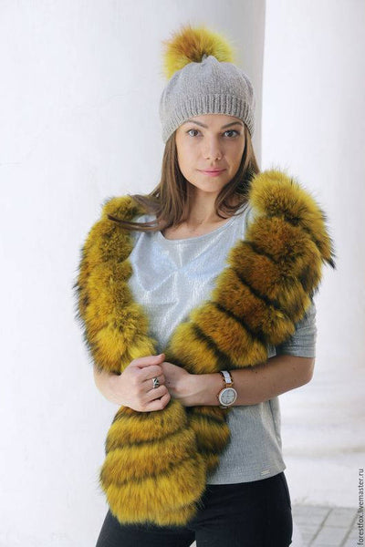 designer raccoon fur scarf