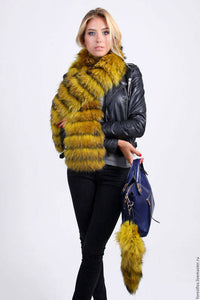 yellow fur scarf 