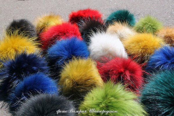 real fur pom poms for knitted hats