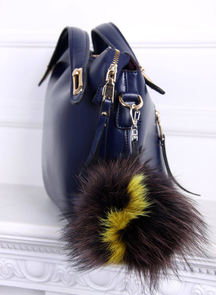 fur pom pom keychain for bag