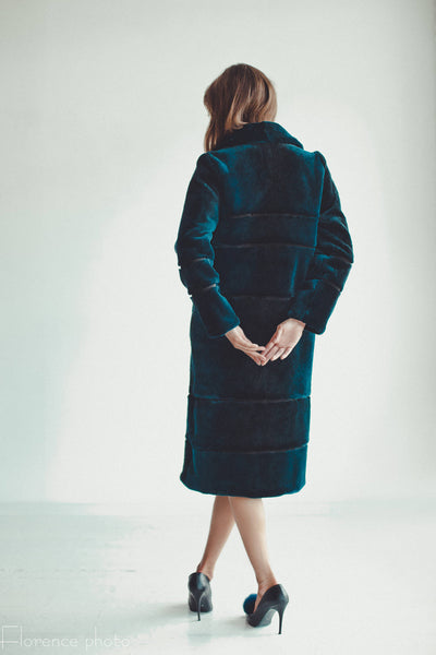 beaver fur coat blue