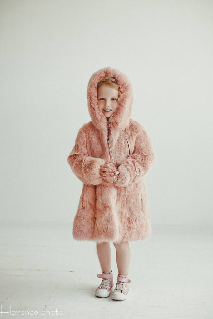 Children's Pink Hooded Real Fur Coat - Baby Girl and Boy Jackets I ...