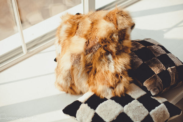 chess fur pillow cover