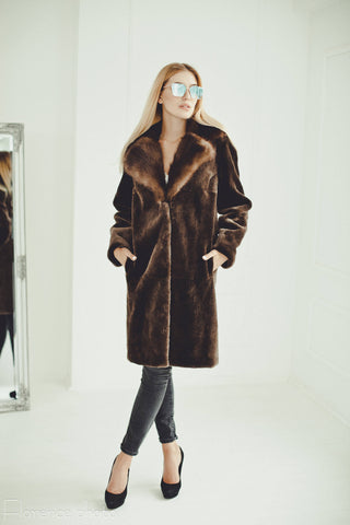 brown beaver fur jacket