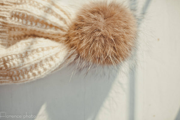 raccoon fur pom pom