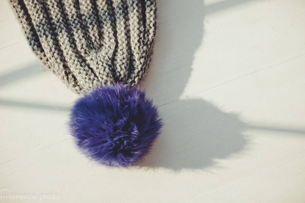 blue fur pom pom hat