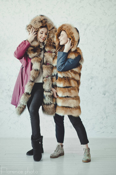 bordeaux fur linded parka coat