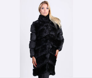 black fur rabbit jacket for women