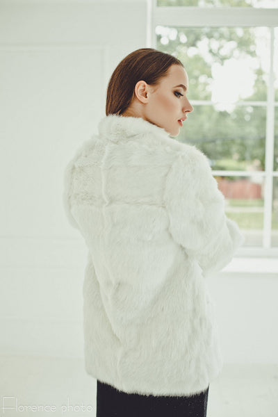 rabbit fur jacket white