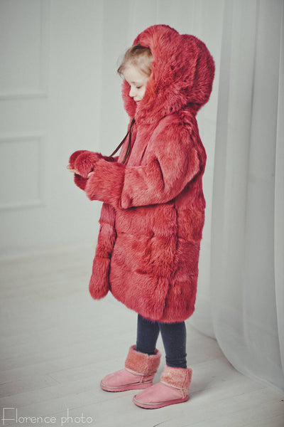 fur rabbit baby jacket