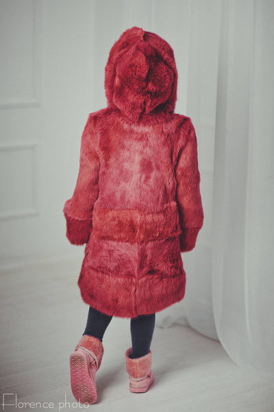 terracotta fur rabbit coat