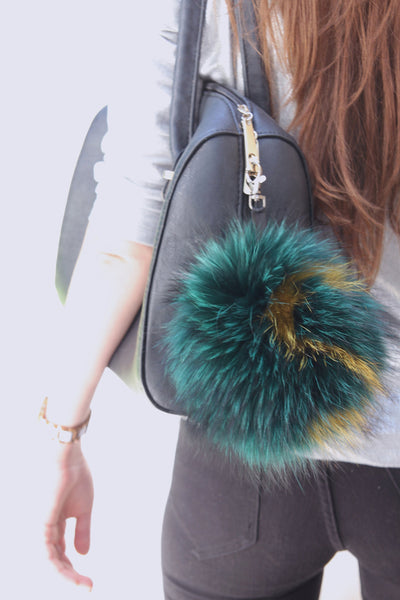 bag charm in raccoon fur for kids