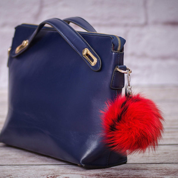 raccoon fur bag charm in red