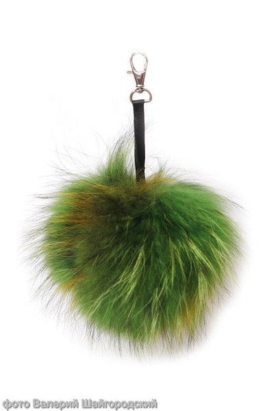 green yellow fur bag charm for ladies bag