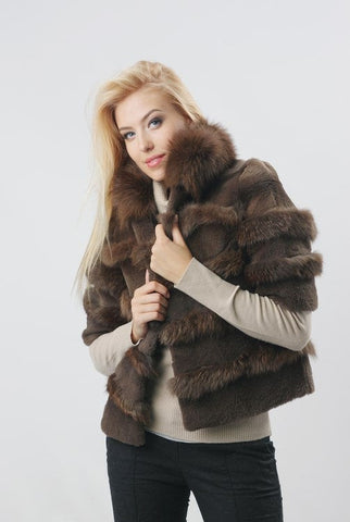 short sleeve fox fur jacket