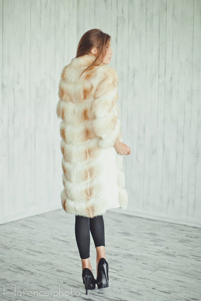 white fox fur coat