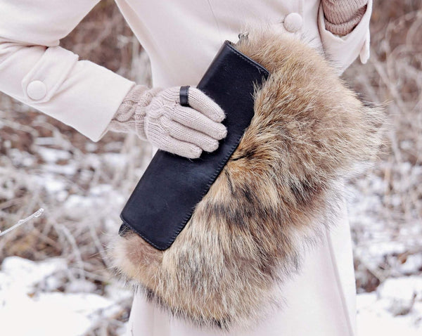 raccoon fur evening clutch