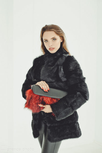 red fur evening clutch for girls