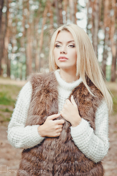 women fox fur vest