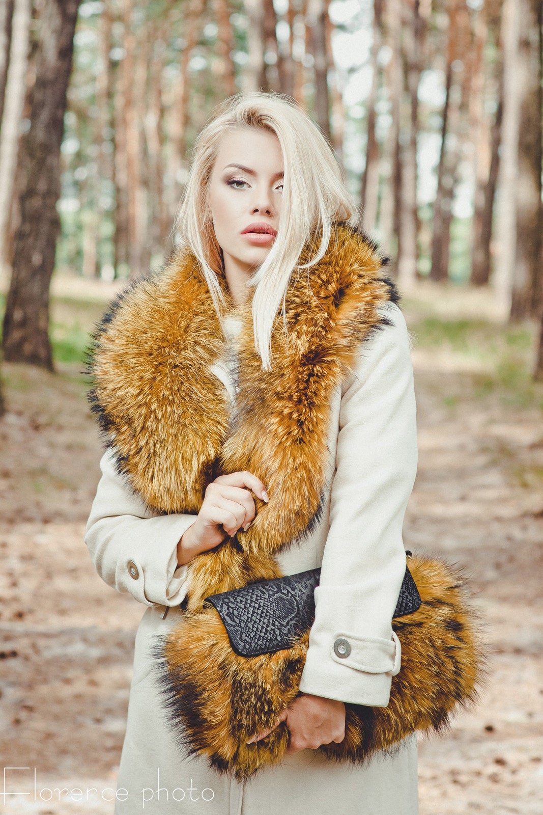 real fur evening clutch