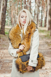 real fur evening clutch