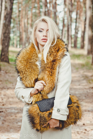 real fur evening clutch