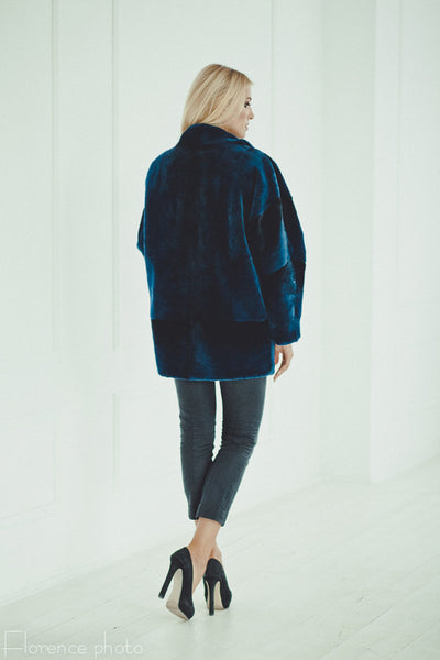 blue fur jacket