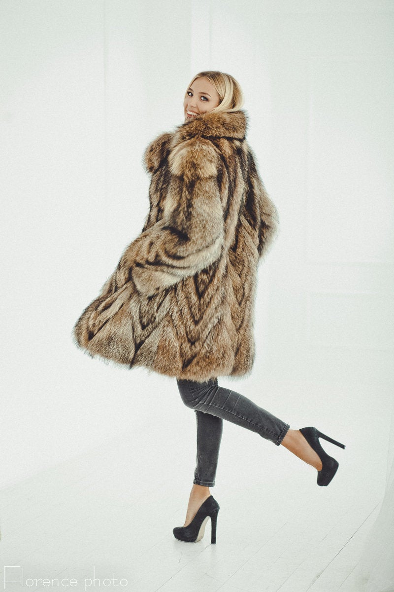 raccoon fur coat for women