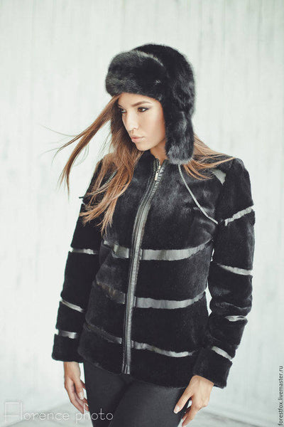 short black beaver fur jacket