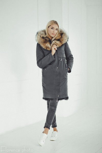 real fox fur parka jacket