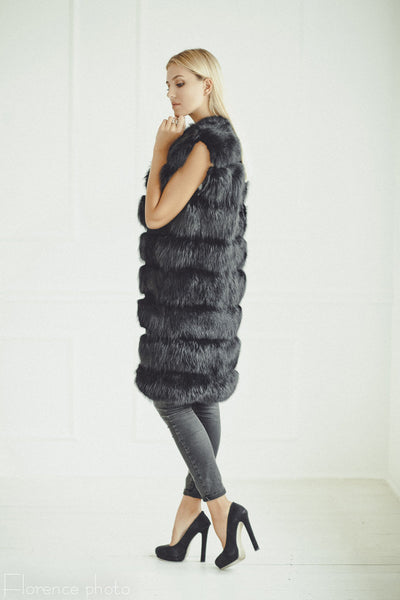 fox fur vest genuine